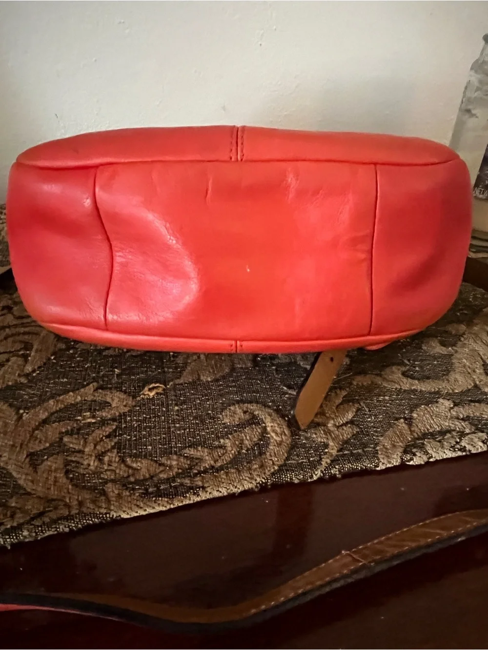 Vintage Coach Colorblock Navy and Coral Crossbody with Tan Sides